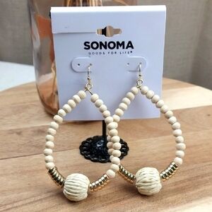 Sonoma Gold and Cream Beaded Teardrop Earrings